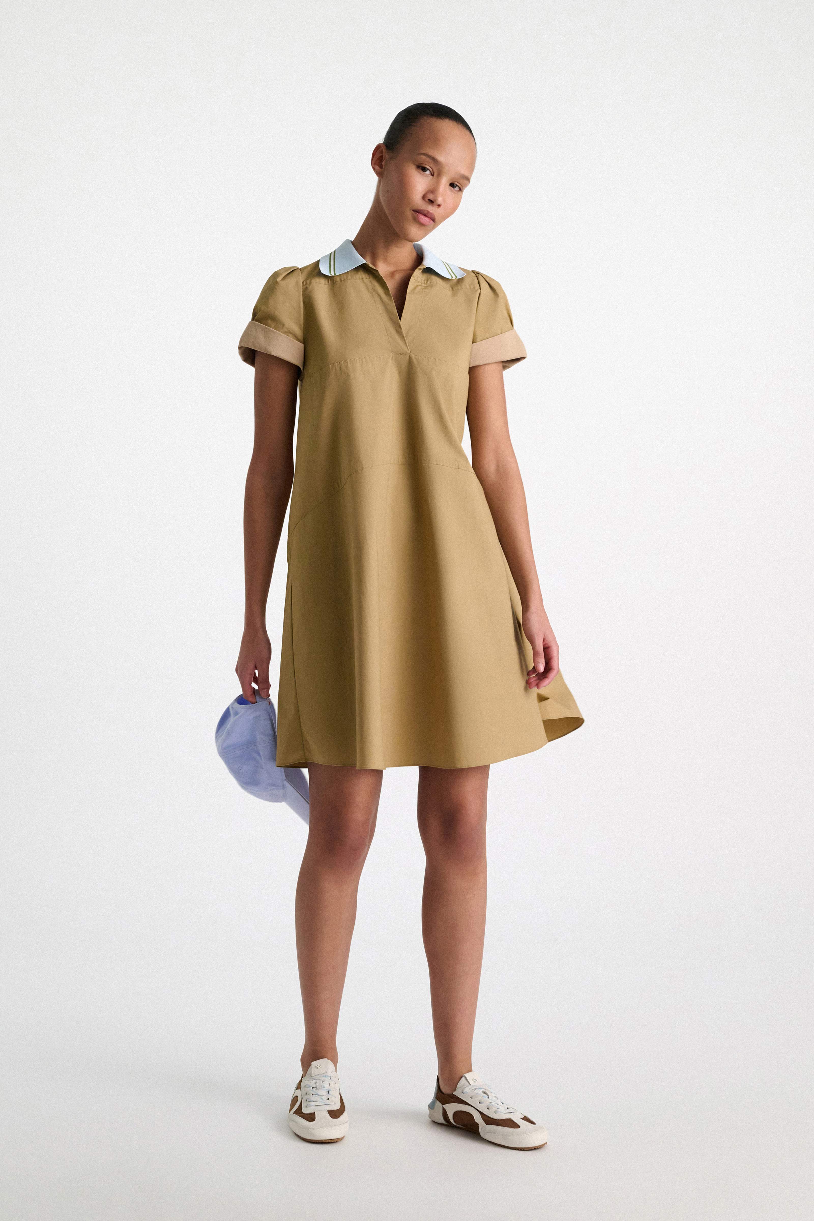 Dorothee Schumacher Polo mini-dress in cotton poplin desert